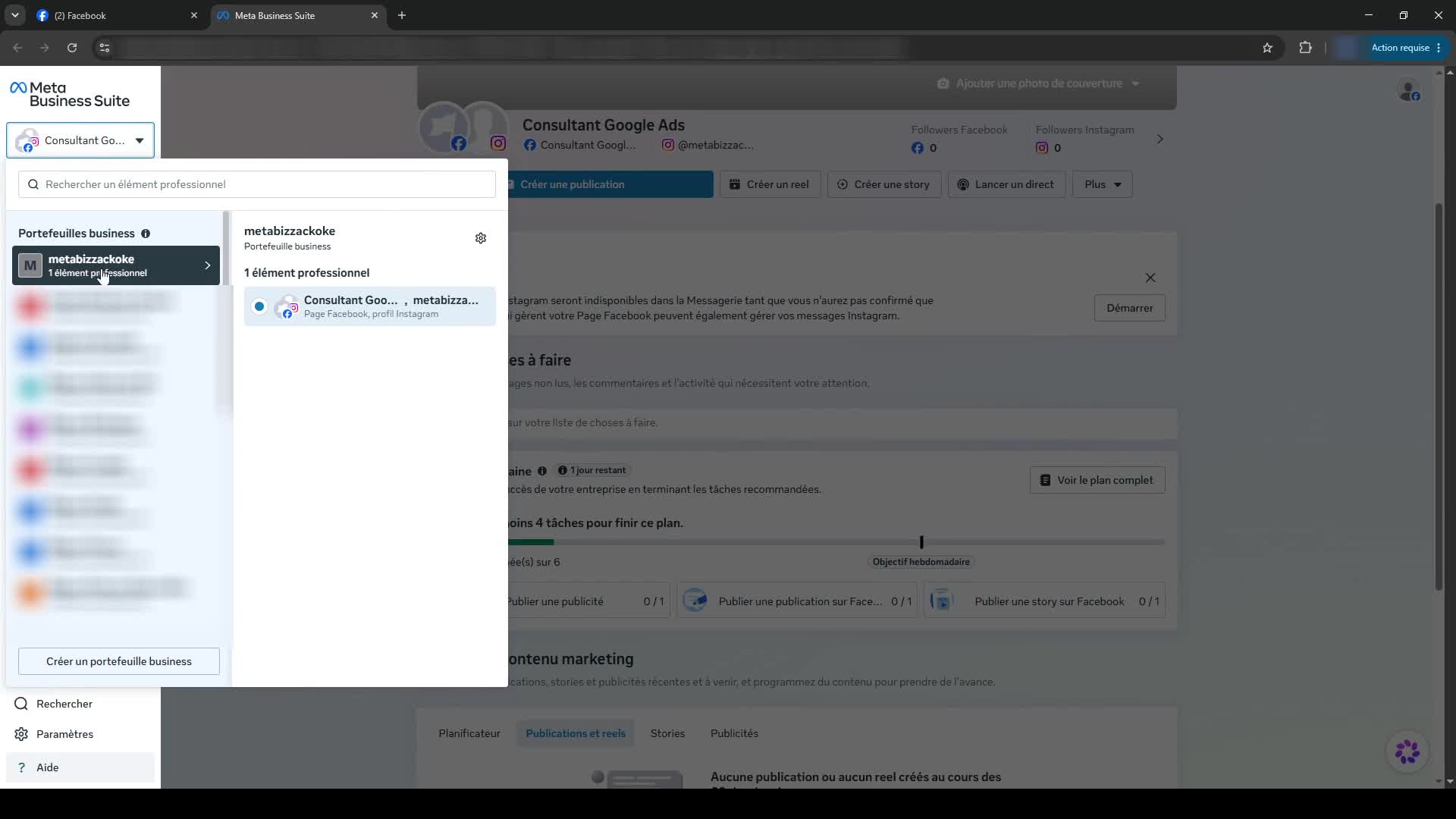 Création d'un Business Manager Meta, étape 3 : Découvrir le portefeuille business