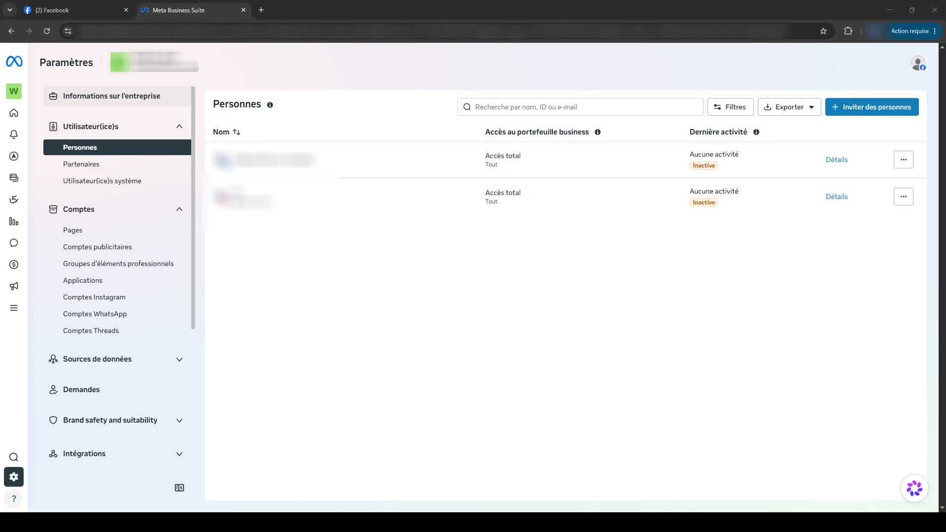 Création d'un Business Manager Meta, étape 6 : Pages et comptes Instagram