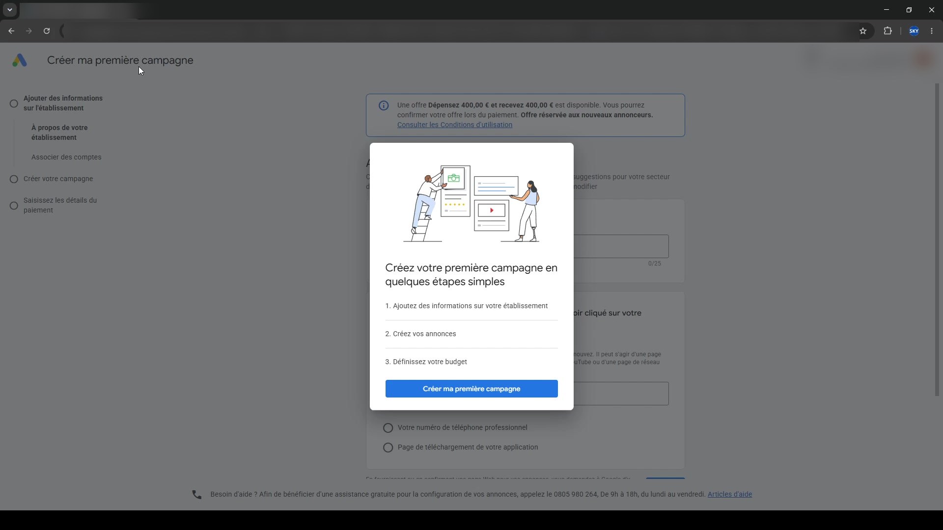 Création d'un compte Google Ads, étape 3 : Ignorer le tunnel de création de campagne imposé par Google